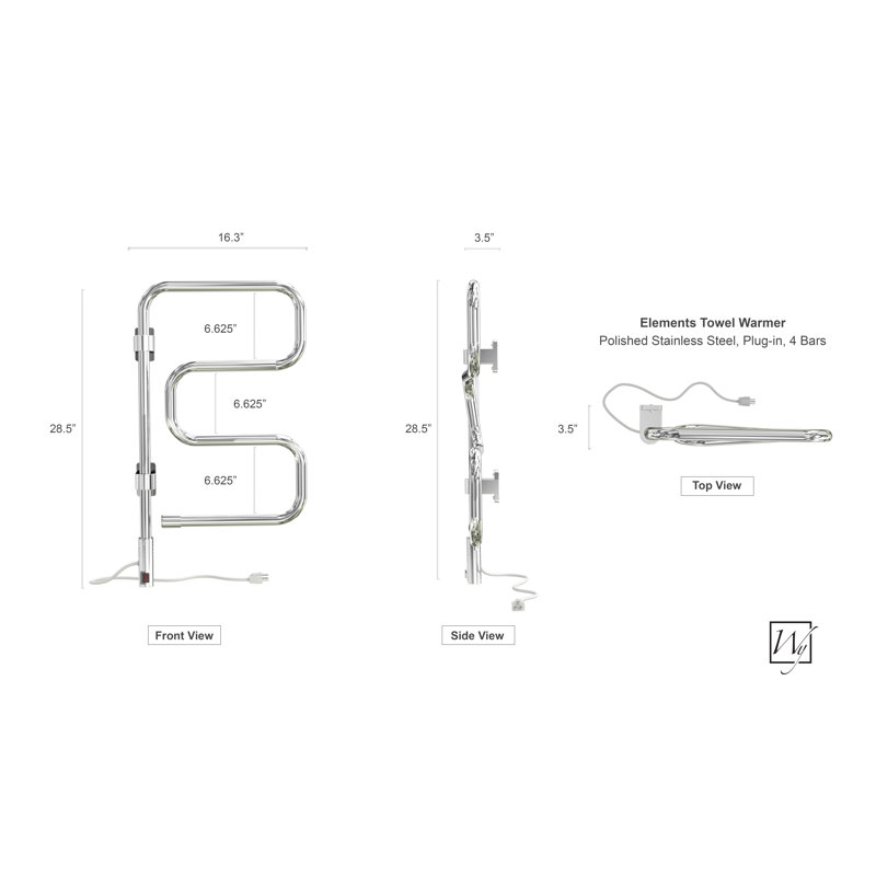 Polished Chrome Wall Mounted 4-Bar Towel Warmer