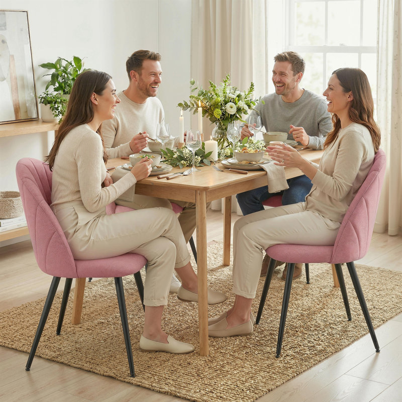 Ensemble de 4 chaises de salle à manger avec pieds en métal, Rose