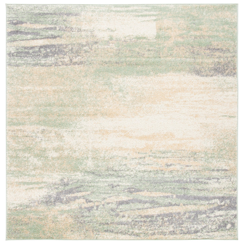 Algonquin Performance Abstract Rug, Square 6', Ivory/Green