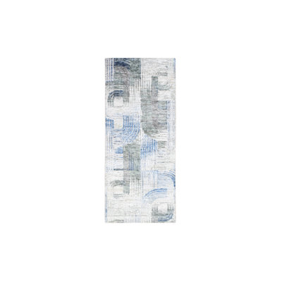 2'8" x 6'1" New Hand Knotted Blue Wool & Silk Runner Oriental Rug - MOA10259499