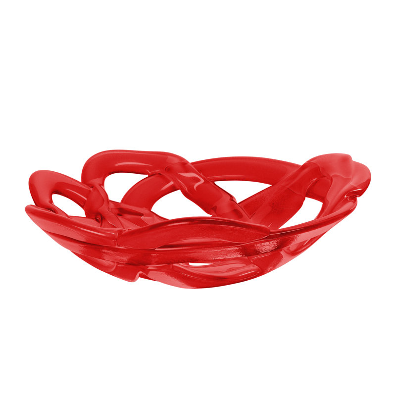 Basket Crystal Decorative Plate, Small (3" H x 12" W x 12" D), Red