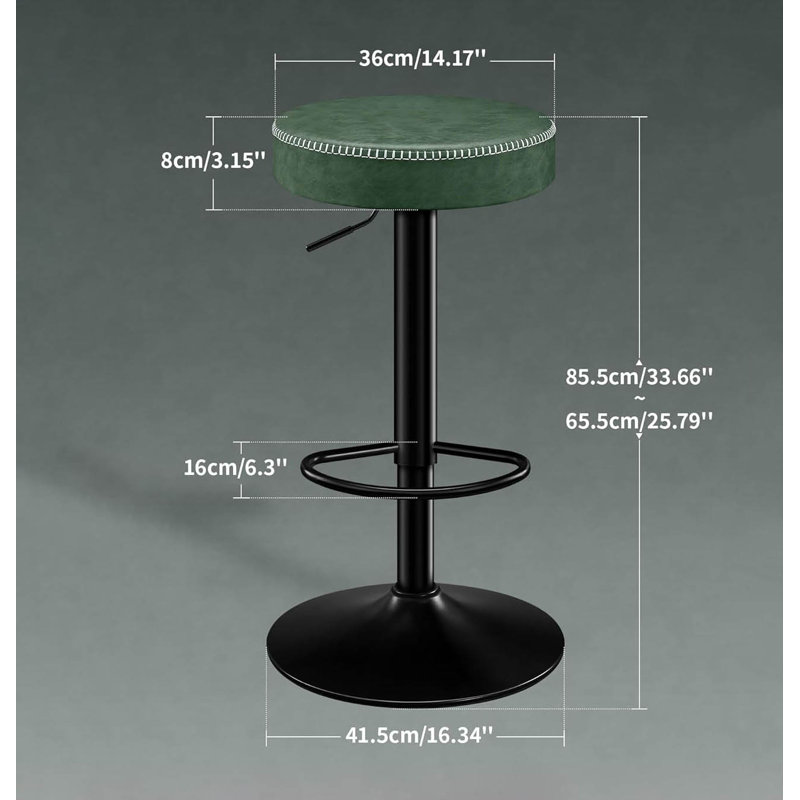 Adjustable Height Counter Stool with Metal Frame, Green