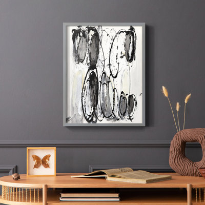 Grey Scribbles II Framed Print - Solid Wood
