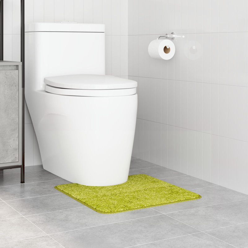 Small Non-Slip Bath Mat Rectangular Modern, Green