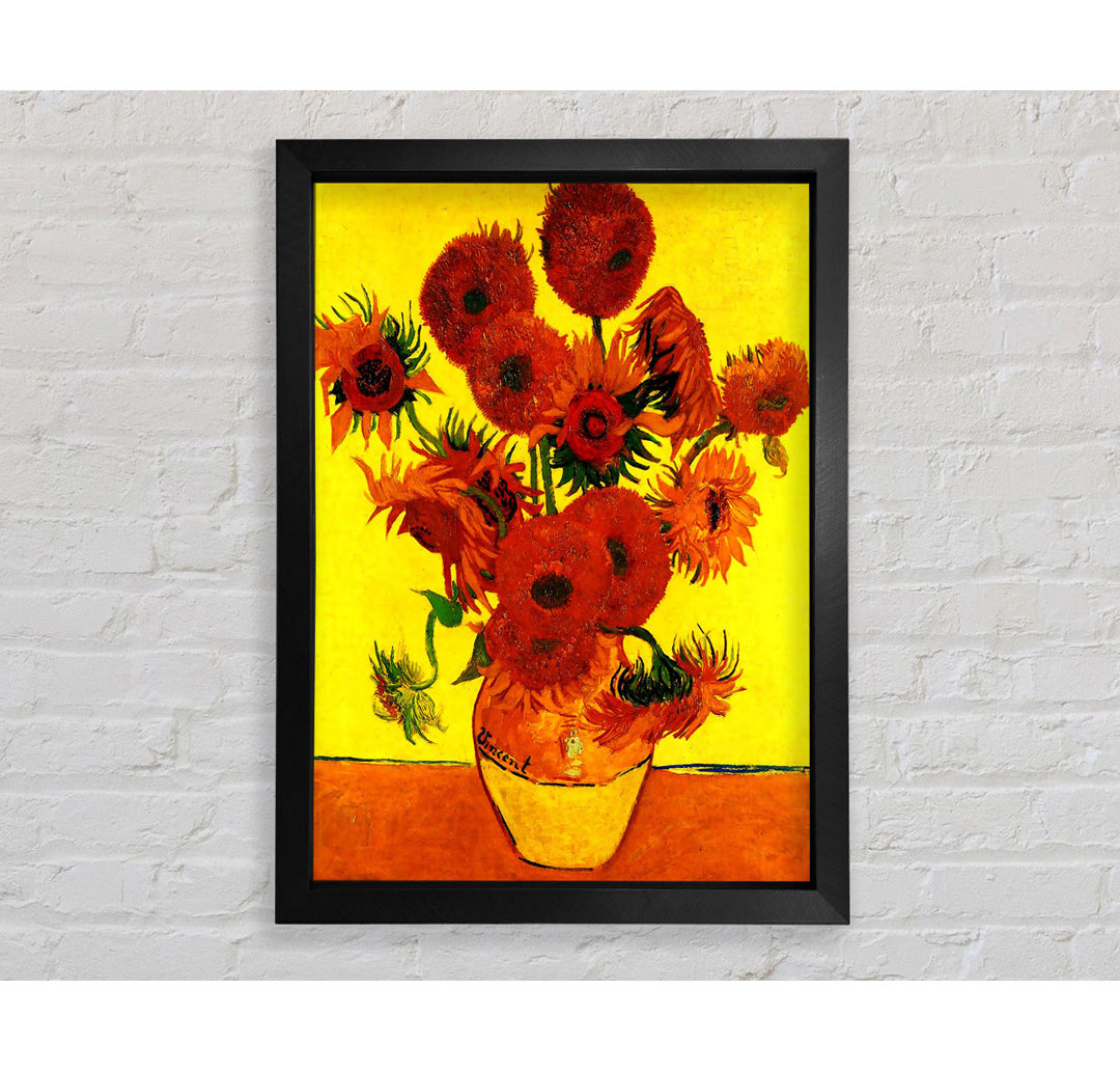 Van Gogh Stillleben Vase mit fünfzehn Sonnenblumen 3 von Vincent Van Gogh - Einzelne Bilderrahmen Kunstdrucke