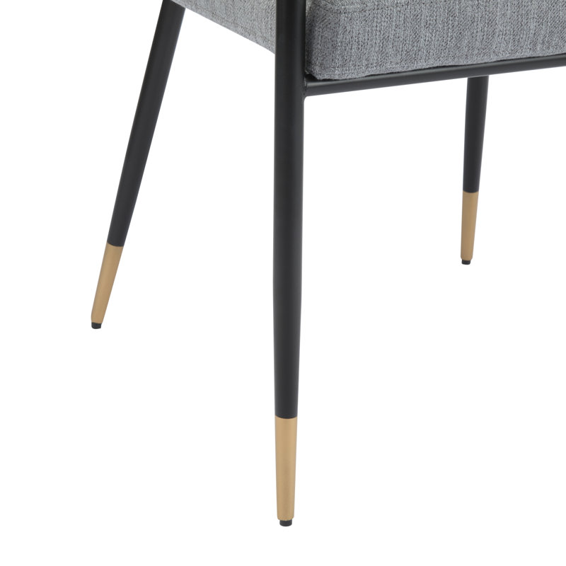 Ensemble de chaises de salle à manger contemporaines rembourrées avec accoudoirs en métal et sièges en tissu chiné, Gris