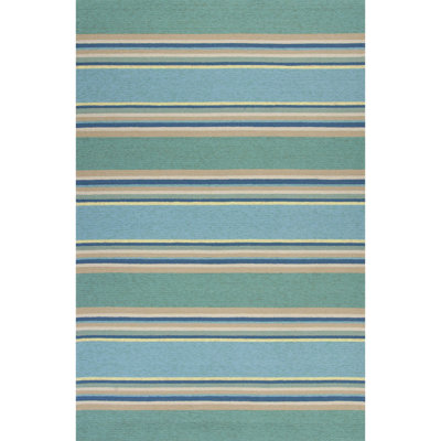 Stonebraker 3' X 5' Blue Striped Handmade Indoor Outdoor Area Rug