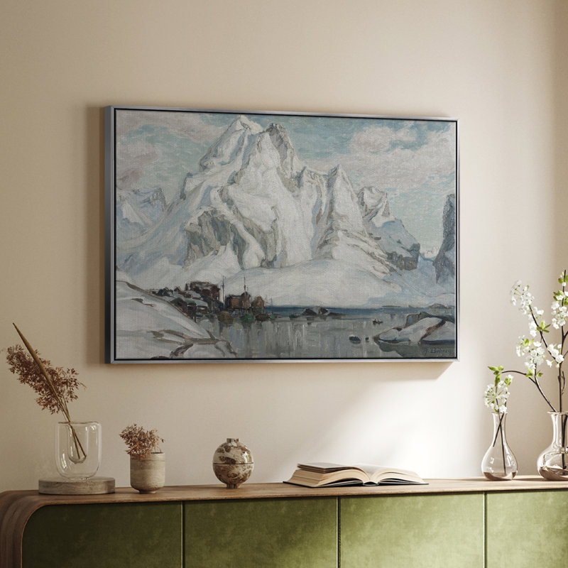 Paysage rétro - CLX, H 27 po x l 41 po x P 2 po, Toile encadrée noyer flottant