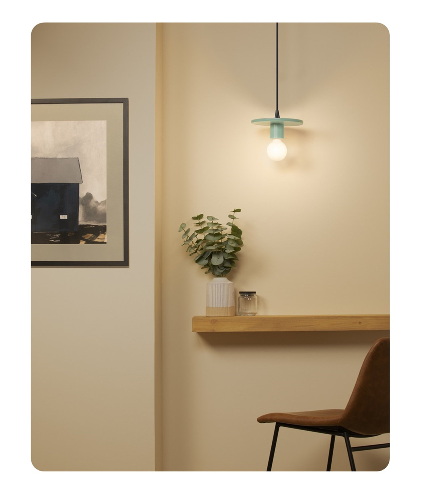 Leni Single Light Ceramic Dimmable Pendant, Reflecting Pool, Matte Black