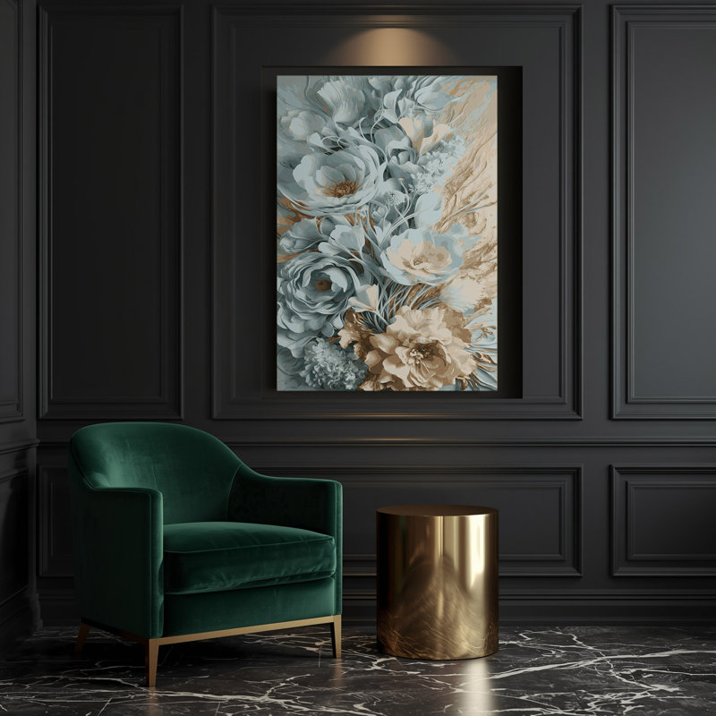 «Abstract Florals 14», art mural sur toile brune, H 18 po x l 12 po