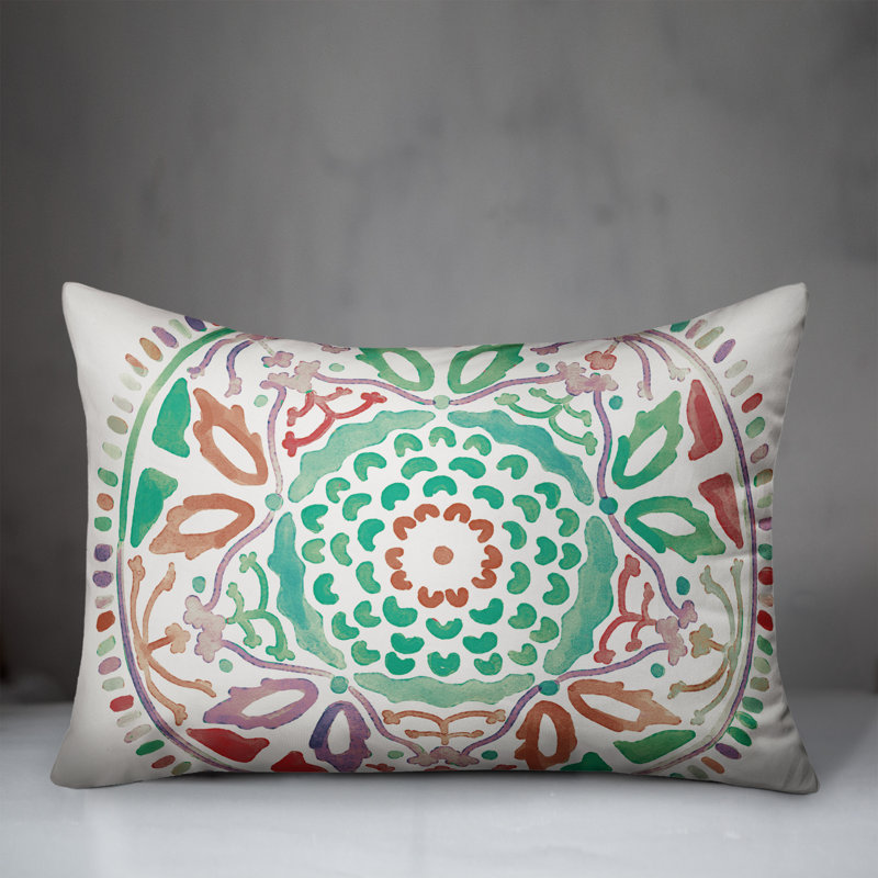 Outdoor Reversible Throw Pillow, Teal, Floral 4