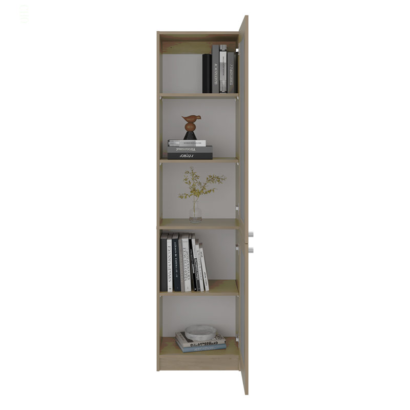 Armoire bibliothèque à double porte en verre avec 5 tablettes intérieures pour le rangement du linge ou des décorations dans les salons, les chambres à coucher ou les salles de lavage