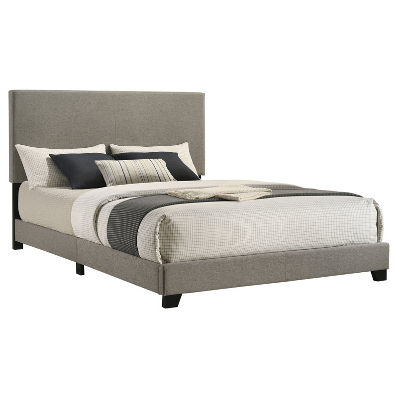 Lit à panneau tapissier taupe Efram, Taupe, Grand lit