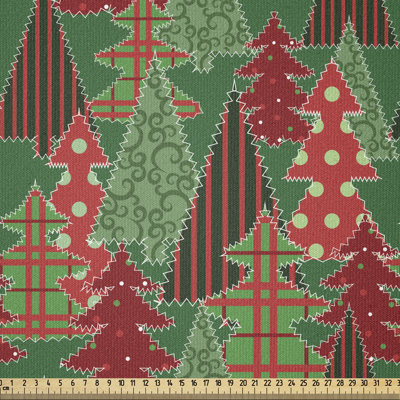 Tissu de Noël à la verge, motif de patchwork abstrait à motif de pins abstraits