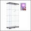 Vitrine lumineuse en verre à deux portes avec 4 tablettes réglables, noir, pour un rangement et une vitrine élégants-1384999829