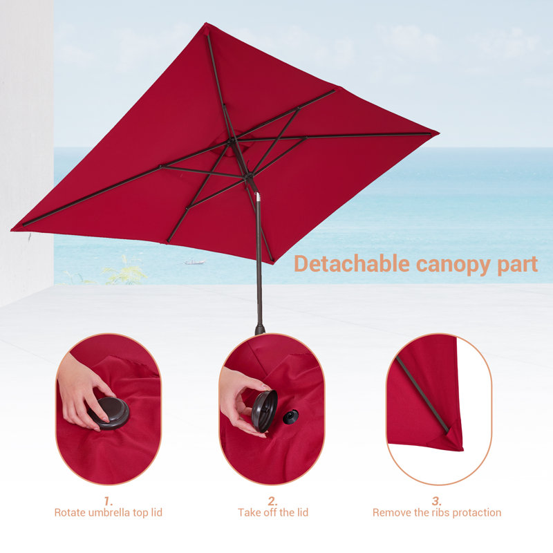 Parasol de marché rectangulaire 10' x 6,5', Rouge