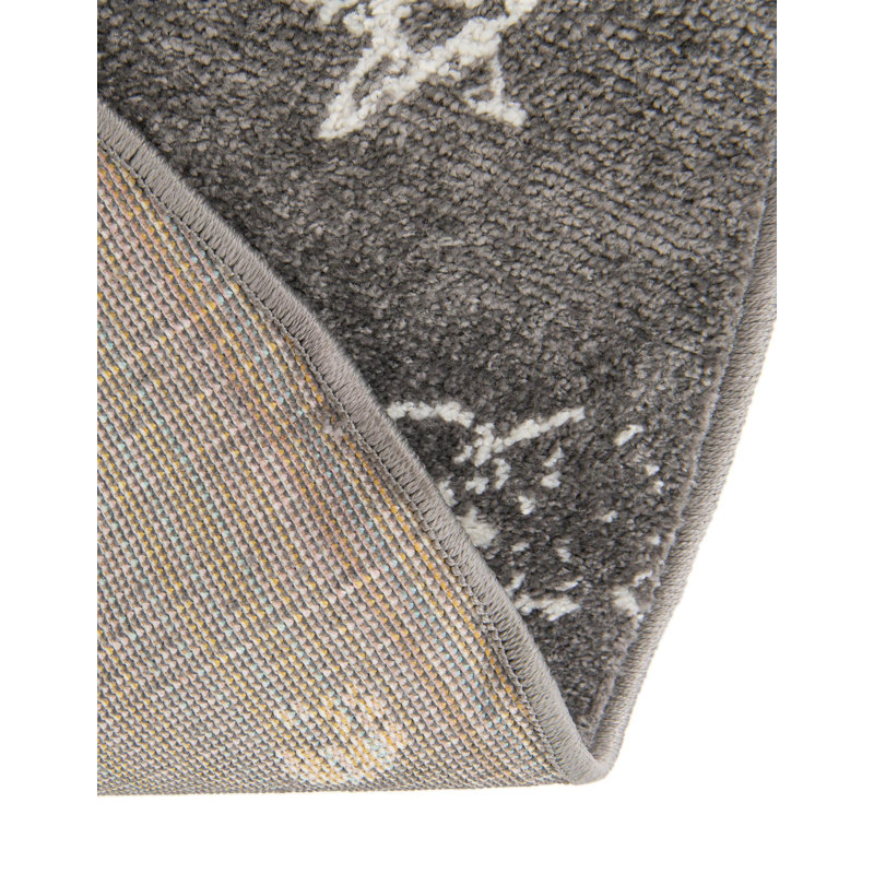 Machine Woven Polypropylene Plastic Rug, Round 7'10", Gray