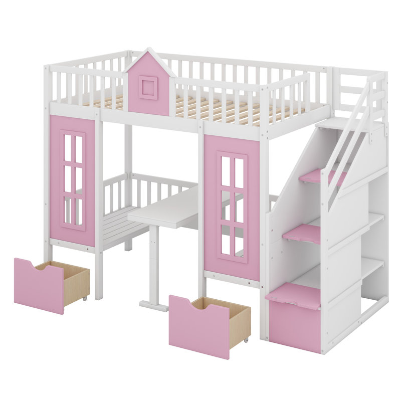 Bunk Bed With Changeable Table, Bunk Bed Turn Into Upper Bed And Down Desk