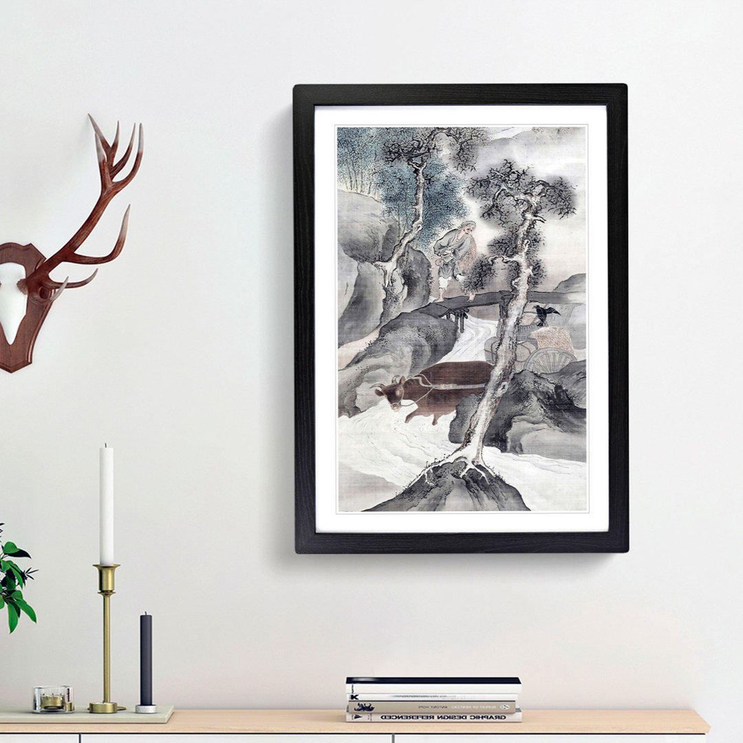 Water Buffalo Returning Home by Yosa Buson - Framed Print