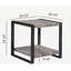 Ensemble de cocktail contemporain 3 pièces, 1 table basse rectangulaire et 2 tables de bout carrées, brun rustique, noir, salon, meubles en bois