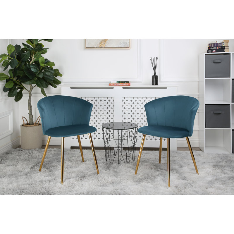 Justen 47cm H Upholstered Windsor Back Side Chair, 1, Teal, Gold