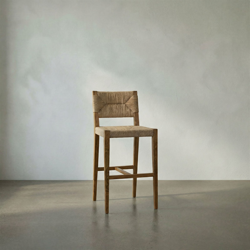 Bran Solid Wood Counter Stool, Counter Stool (26” Seat Height), Dark Natural