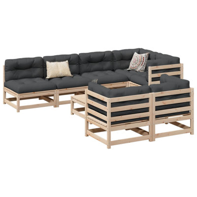 Ophelia & Co. 8 Piece Patio Sofa Set Solid Wood Pine by Ophelia & Co.