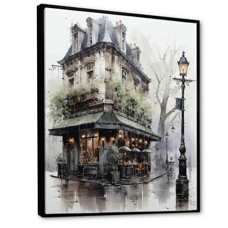 Paris Montmartre Mist - art mural Paris, H 20 po x l 12 po x P 1 po, Cadre flottant noir