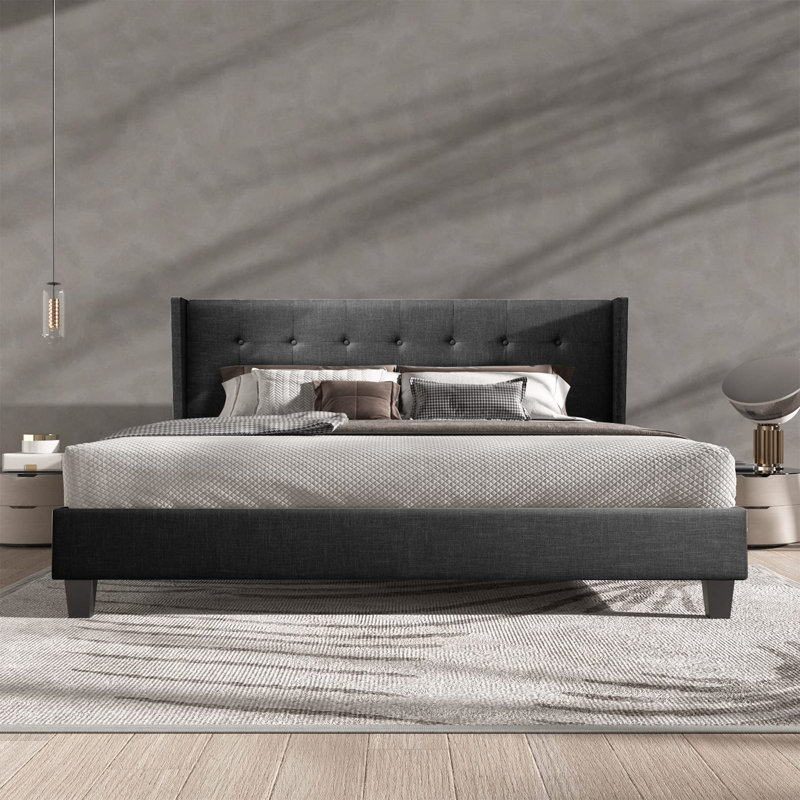 Tolson Tufted Platform Bed, Dark Gray, Full