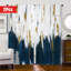 2 pièces rideaux à coup de pinceau abstrait bleu marine, or, blanc, passe-tringle, polyester, aquarelle, impression numérique, panneaux de fenêtre, salon, chambre à coucher, salle à manger, moderne, élégant, décoration intérieure-1857665045