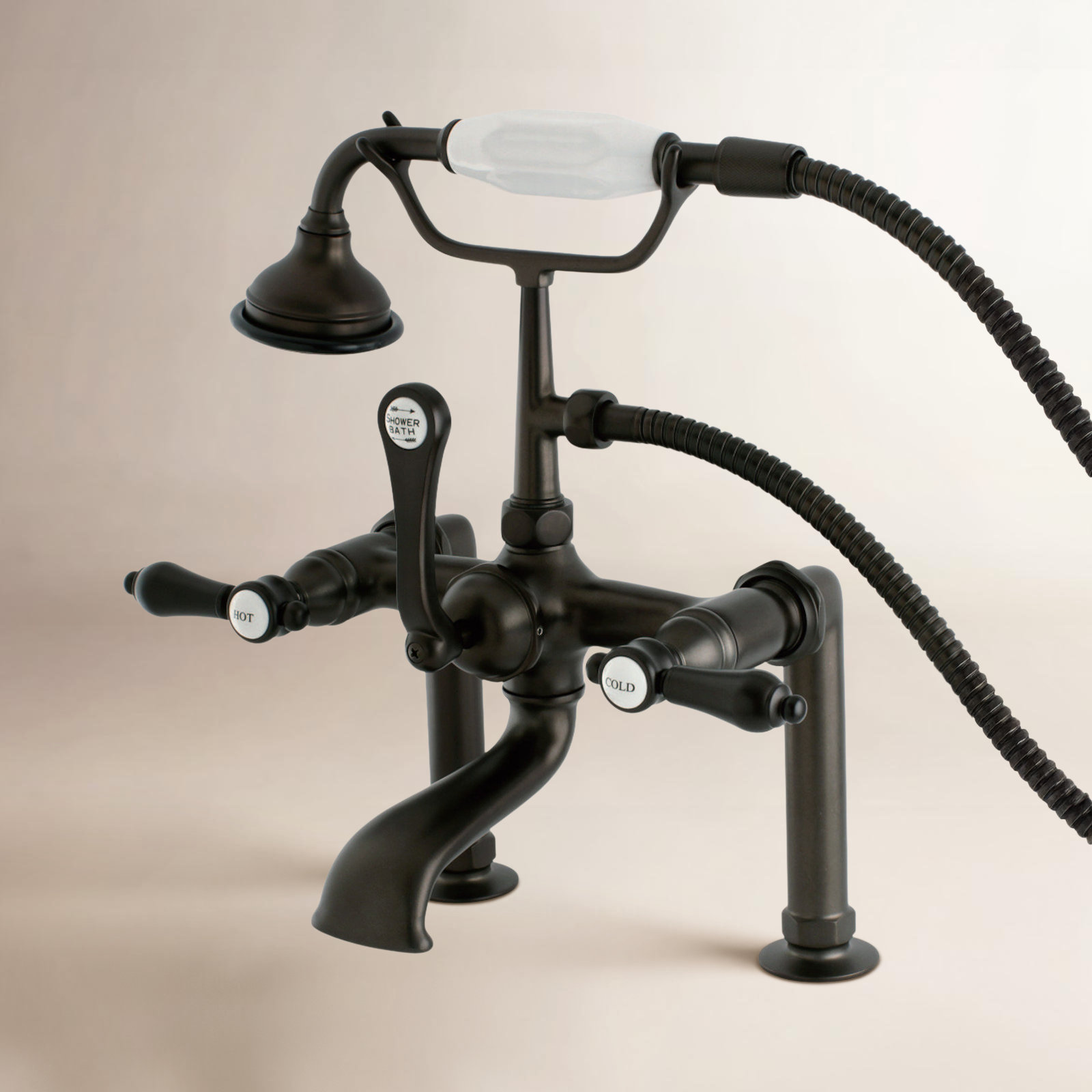 Bel-Air Deck Clawfoot Tub Faucet with Hand Shower, Oil Rubbed Bronze