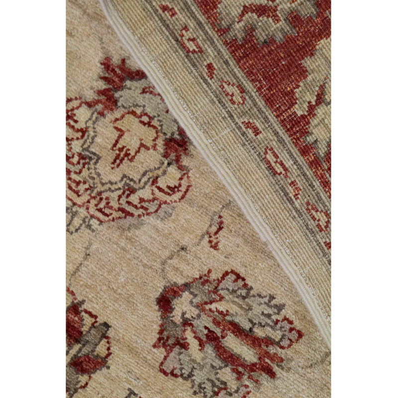 Hand-Knotted High-Quality Cream and Red Area Rug