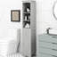 Armoire de salle de bain en matériau gris - autoportante avec tiroir et tablette réglable moderne pour un rangement élégant