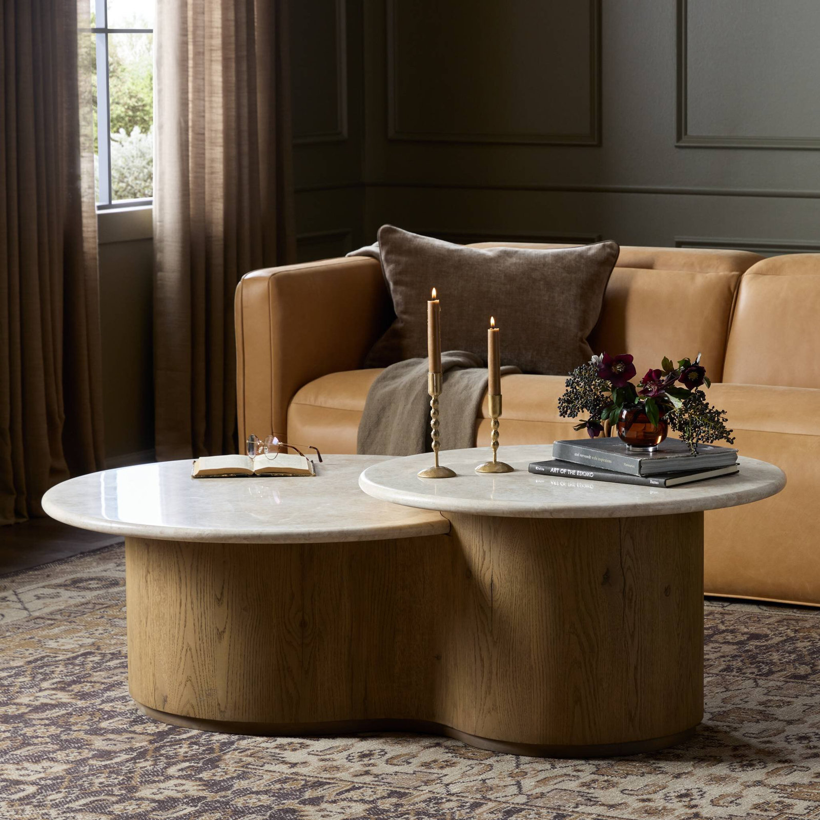 Maguire 58" Genuine Marble Coffee Table