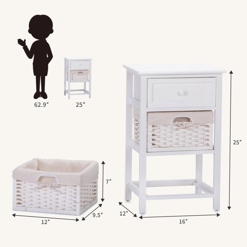 Ingunna 15.7'' W Solid Wood+MDF Nightstand