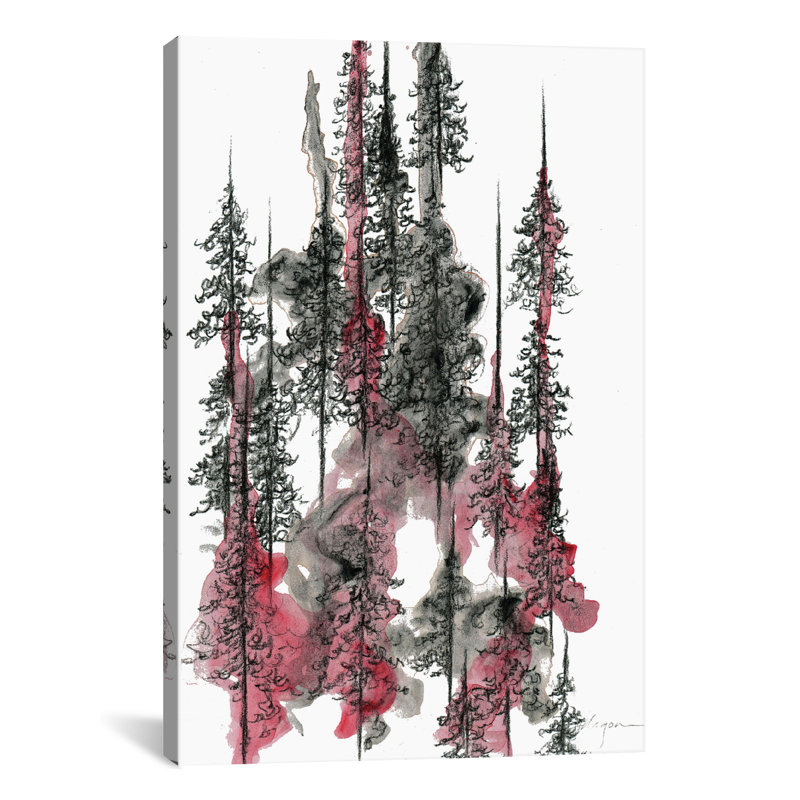 «Charcoal Trees One» par Emily Magone - Estampe numérique sur toile tendue avec châssis, H 18 po x l 12 po x P 1,5 po