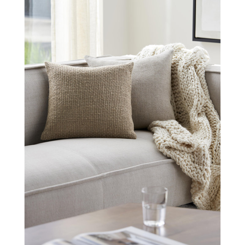 Housse et insert de coussin décoratif carré en mélange de lin, Housse de coussin seulement - sans coussin, 20 po x 20 po