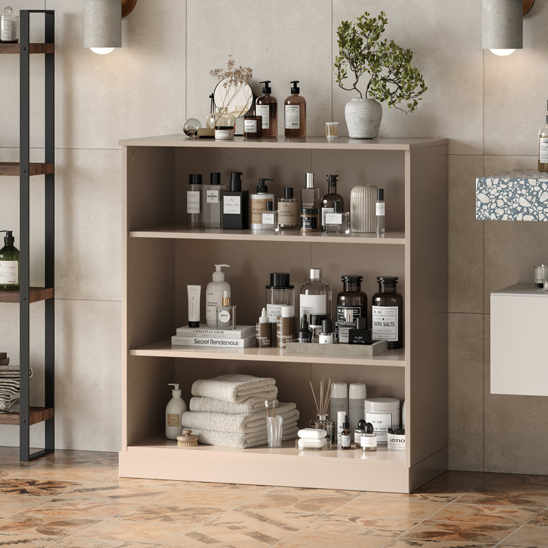 Armoire de salle de bain 100% bois massif avec tablettes réglables, H 35,75 po x l 32 po x P 15,5 po, Beige