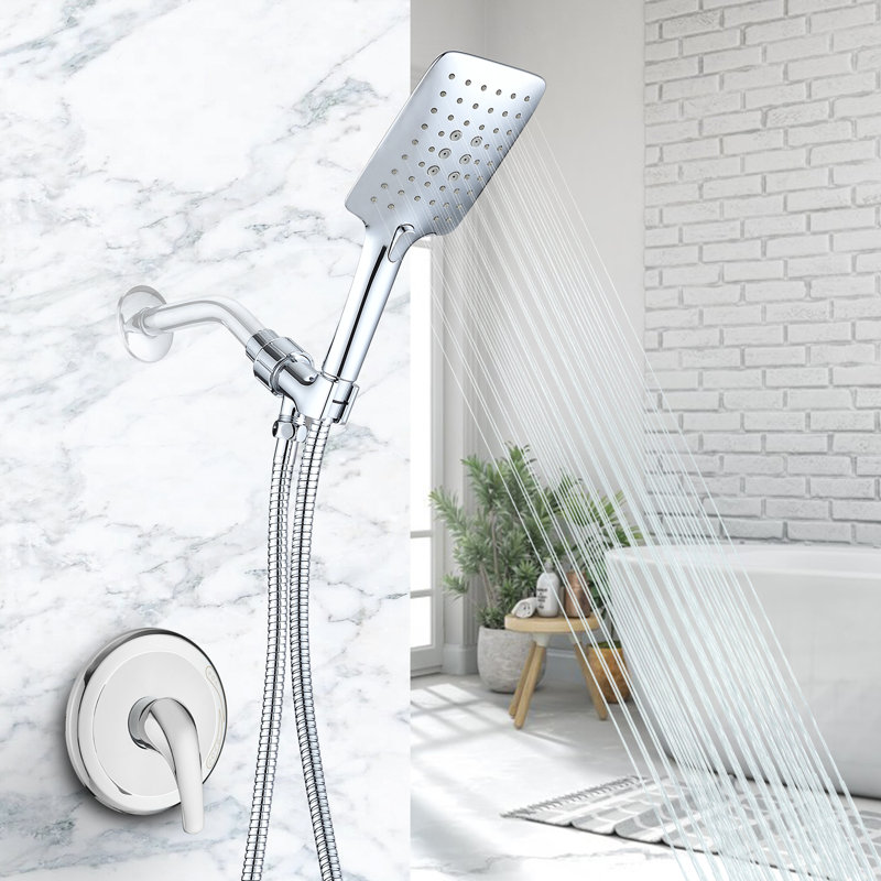 Pomme de douche à main avec valve brute et tuyau