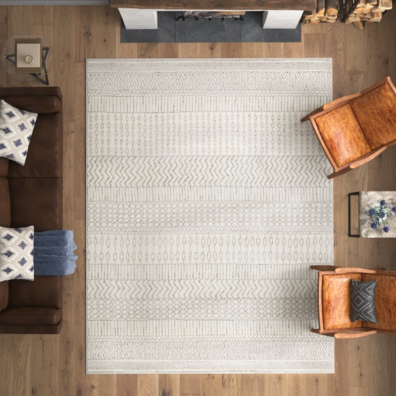 Tapis gris / ivoire Lanaiya, Rectangle 7 pi 10 po x 10 pi