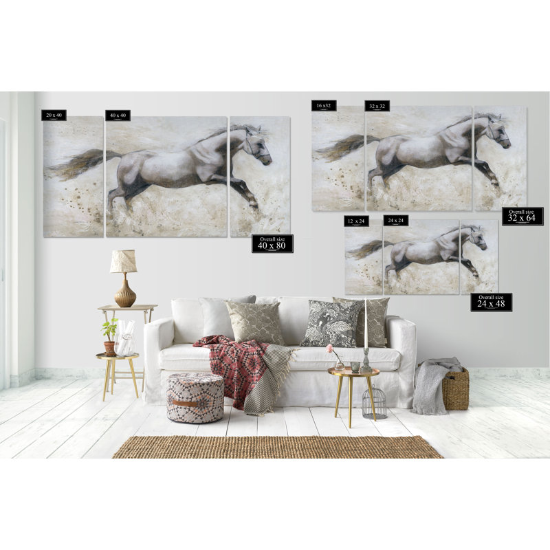Gallop-multi-pièces sur toile tendue, H 40 po x l 80 po x P 1,5 po