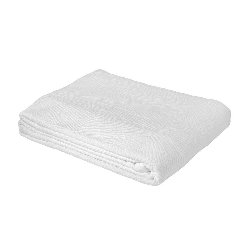 Cotton Solid Colour Bedspread, White, 230 x 250 cm