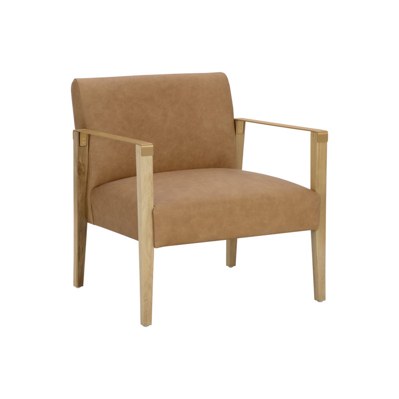 Chaise longue en cuir véritable à grain supérieur de 29,75 po Patnode CAL117 - Brun