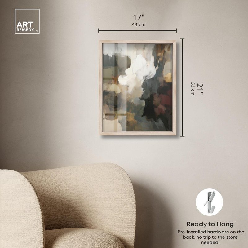 «Mute Tones III Boho Art Shadowbox» par Art Remedy, H 21 po x l 17 po, Crème