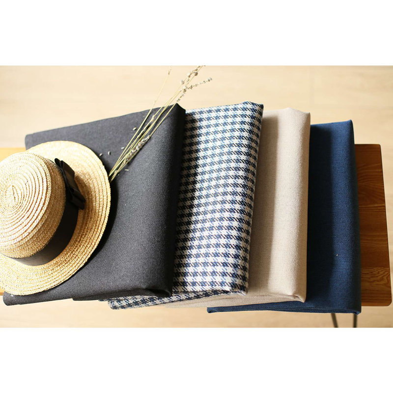 Blue Houndstooth Jacquard Linen-Look Pillow Covers, Set of 4, 18" x 18"