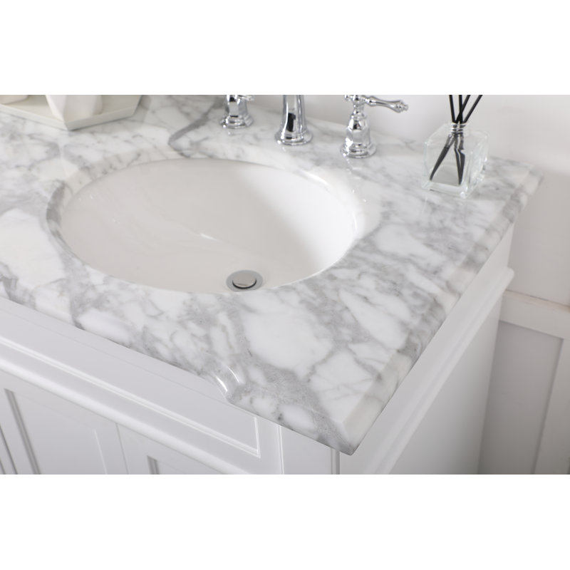 Ensemble de meuble-lavabo double 60 po Lydie, Blanc, Cararra blanc