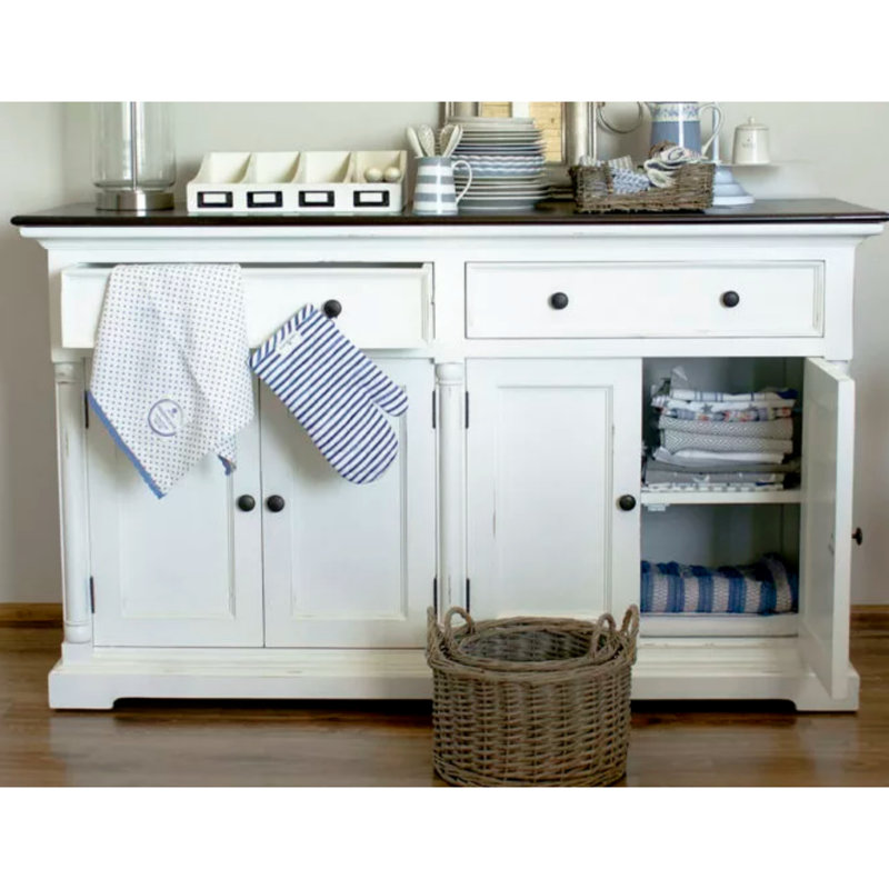 Buffet 2 tiroirs Idiaquez, Blanc / Brun