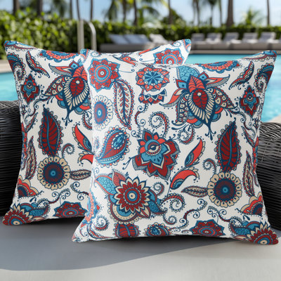 Ensemble de 2 coussins imperméables réversibles pour l'intérieur et l'extérieur avec taie d'oreiller