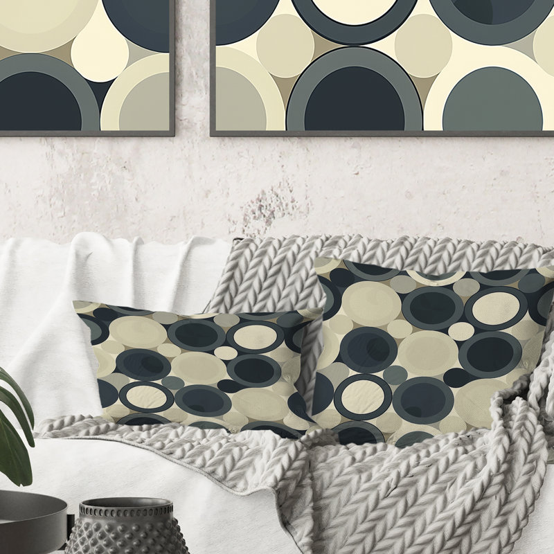 Coussin Mid-Century gris anthracite, H 16 po x l 16 po
