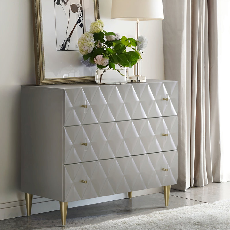 Armoire console argent métallique et champagne